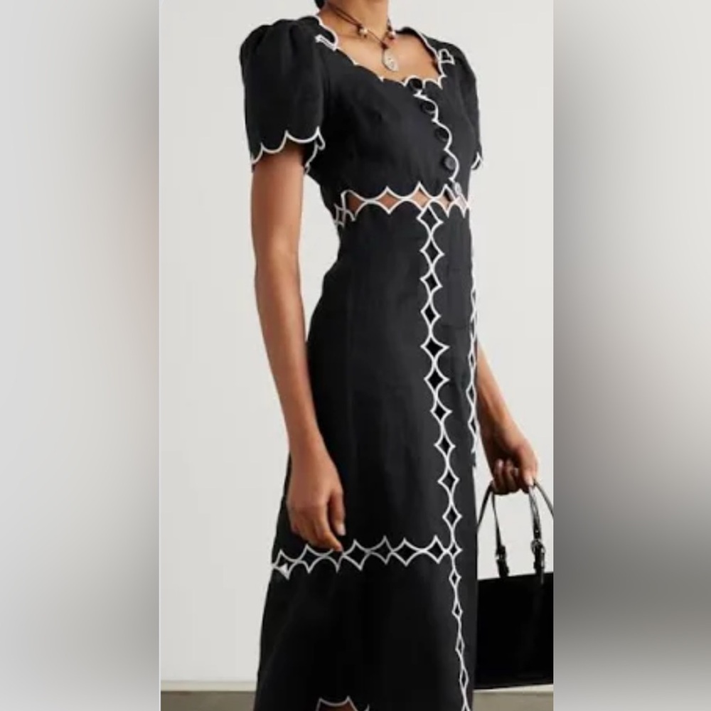 FARM Rio Black and White cut out Midi Dress NWT!